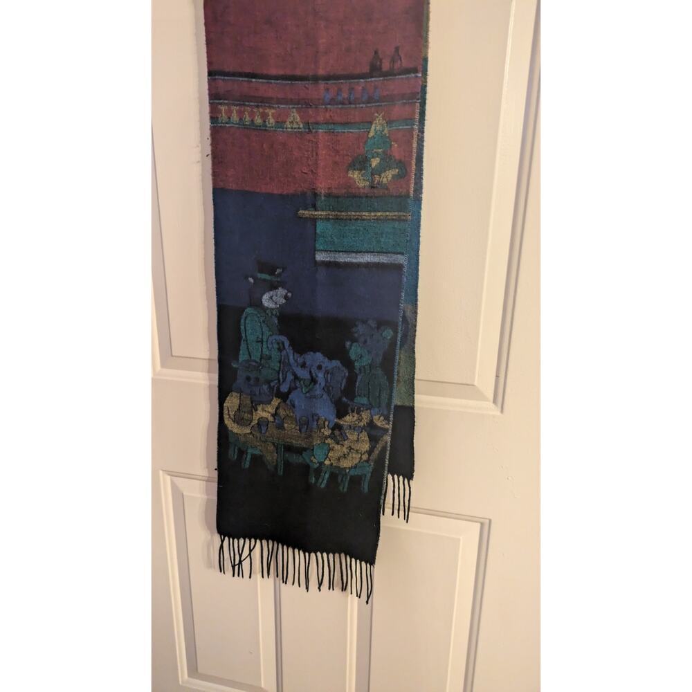 Yogi Bear & Boo Boo Scarf w/ fringe edges, soft (acrylic), novelty, picnic, rare